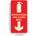 B022 - Placa indicativa de Extintor de Incêndio com Carga de Pó Químico (Fotoluminescente)