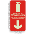 B025 - Placa indicativa de Extintor de Incêndio com Carga de Espuma Mecânica (Fotoluminescente)