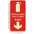 B026 - Placa indicativa de Extintor de Incêndio com Carga de Pó Químico ABC (Fotoluminescente)