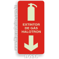 B038-Placa indicativa de Extintor de Incêndio com Carga de Gás Halotron (Fotoluminescente)
