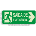 B103-Placa Saída de Emergência com Pictograma e Seta à Direita (Fotoluminescente)