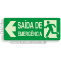 B104-Placa Saída de Emergência com Pictograma e Seta à Esquerda (Fotoluminescente)