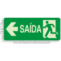 B106-Placa Saída com Pictograma e Seta à Esquerda (Fotoluminescente)