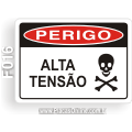 F016-Placa PERIGO: Alta tensão