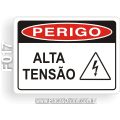F017-Placa PERIGO: Alta tensão