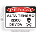 F020-Placa PERIGO: Alta tensão risco de vida