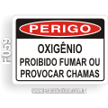 F059 - Placa PERIGO: Oxigênio. Proibido Fumar ou provocar chamas