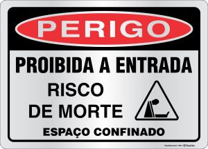 F067-Placa PERIGO: Espaço confinado