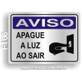 F106 - Placa AVISO: Apague a luz ao sair