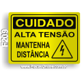 F209 - Placa CUIDADO: Alta tensão mantenha distância