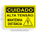 F209 - Placa CUIDADO: Alta tensão mantenha distância