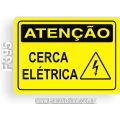 F395-Placa ATENÇÃO: Cerca elétrica