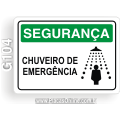 G104 - Placa SEGURANÇA: Chuveiro de emergência