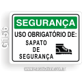 G156 - Placa SEGURANÇA: Uso obrigatório de: Sapato de segurança