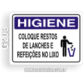 G203-Placa HIGIENE: Coloque restos de lanches e refeições no lixo