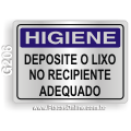 G206 - Placa HIGIENE: Deposite o lixo no recipiente adequado