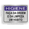 G207 - Placa HIGIENE: Faça da ordem e da limpeza um hábito