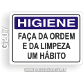 G207-Placa HIGIENE: Faça da ordem e da limpeza um hábito