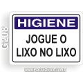 G208-Placa HIGIENE: Jogue o lixo no lixo