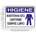 G210-Placa HIGIENE: Mantenha seu uniforme sempre limpo