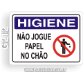 G212-Placa HIGIENE: Não jogue papel no chão