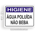 G217-Placa HIGIENE: Água poluída. Não beba