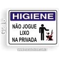G218-Placa HIGIENE: Não jogue lixo na privada