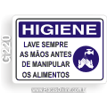 G220-Placa HIGIENE: Lave sempre as mãos antes de manipular os alimentos