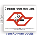 H104 - Placa Lei Antifumo Estado de São Paulo (13.541/SP) em Portugues