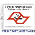 H105-Placa Lei Antifumo Estado de São Paulo (Portugues/Ingles)