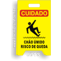 J013-Placa Dobrável Cuidado: Chão Úmido. Risco de queda.