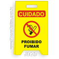 J020-Placa Dobrável Cuidado: Não fume