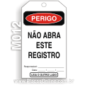 M012-Cartão de travamento PERIGO: Não abra este registro