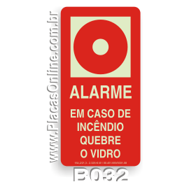 Placa indicativa Ponto de Acionamento Alarme de Incêndio com Instrução Fotoluminescente (E2)