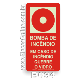 Placa Ponto de Acionamento da Bomba de Incêndio com Instrução Fotoluminescente (E3)