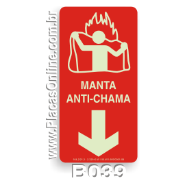 Placa indicativa de Manta Anti-Chama Fotoluminescente (E12)