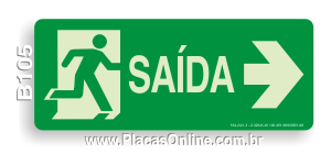 Placa Saída com Pictograma e Seta à Direita Fotoluminescente (S13)