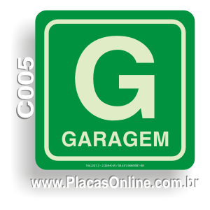 Placa Garagem Fotoluminescente (S17)