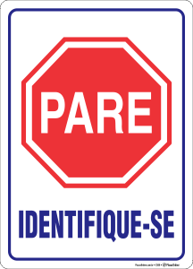 Placa de Parada Obrigatória para Identificação