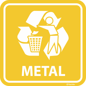 Placa lixo reciclável metal