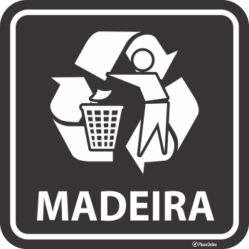 Placa lixo reciclável madeira
