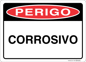 Placa PERIGO: Corrosivo