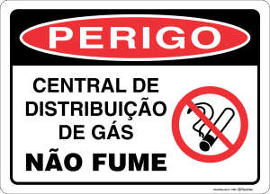 Placa PERIGO: Central de distribuição de gás