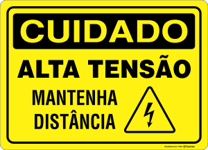 Placa CUIDADO: Alta Tensão Mantenha Distância