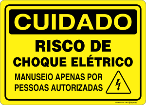 Placa CUIDADO: Risco de Choque Elétrico - Manuseio Apenas por Pessoas Autorizadas