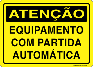Placa ATENÇÃO: Equipamento com Partida Automática