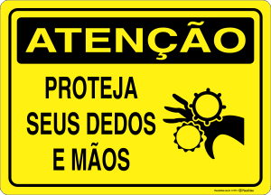 Placa ATENÇÃO: Proteja seus Dedos e Mãos