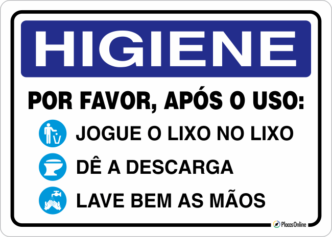 PLACA DE HIGIENE JOGUE LIXO NO LIXO