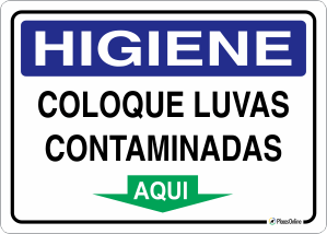 Placa HIGIENE: Coloque luvas contaminadas aqui