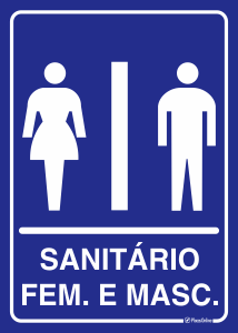 Placa Sanitário - Banheiro Feminino e Masculino (Unissex)